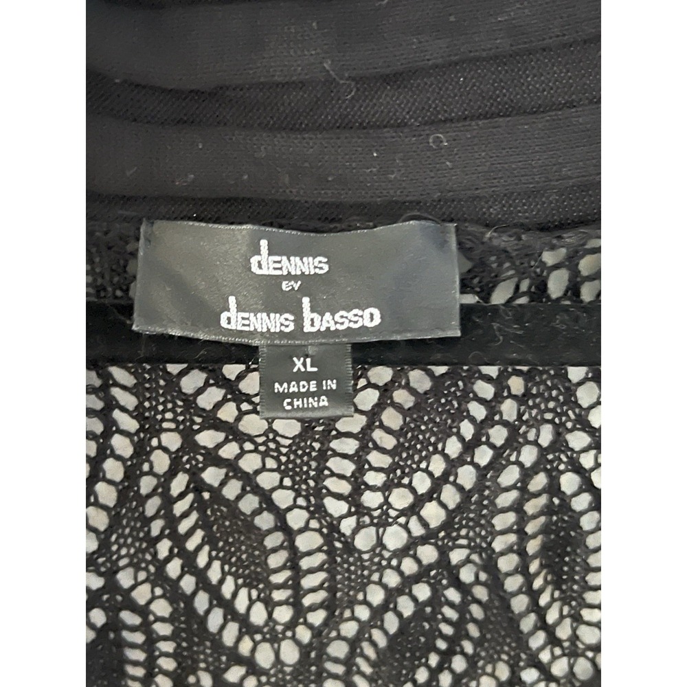 Dennis Basso XL Black Open Cardigan Lace Back Pleated Lightweight Whimsy Goth - Picture 2 of 5